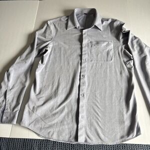 Lululemon Button Up Shirt Sz Large  Light Blue Collar Long Sleeves Stretch‎